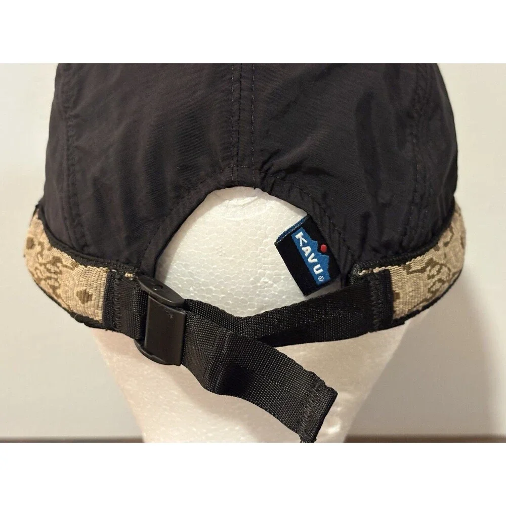 Kavu Synthetic Strapcap Hat Cap Size Medium Black Beige Trim 4 Panel Sports USA